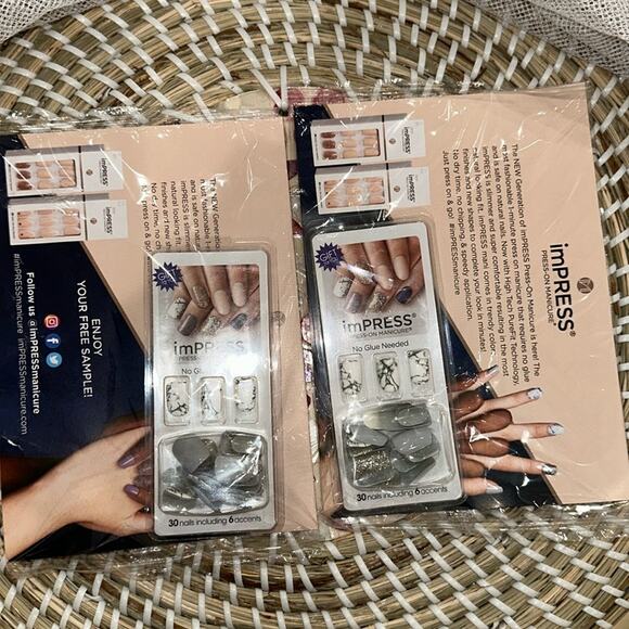 Impress nails 2 pack brand new marble gray press on nails - Picture 2 of 4
